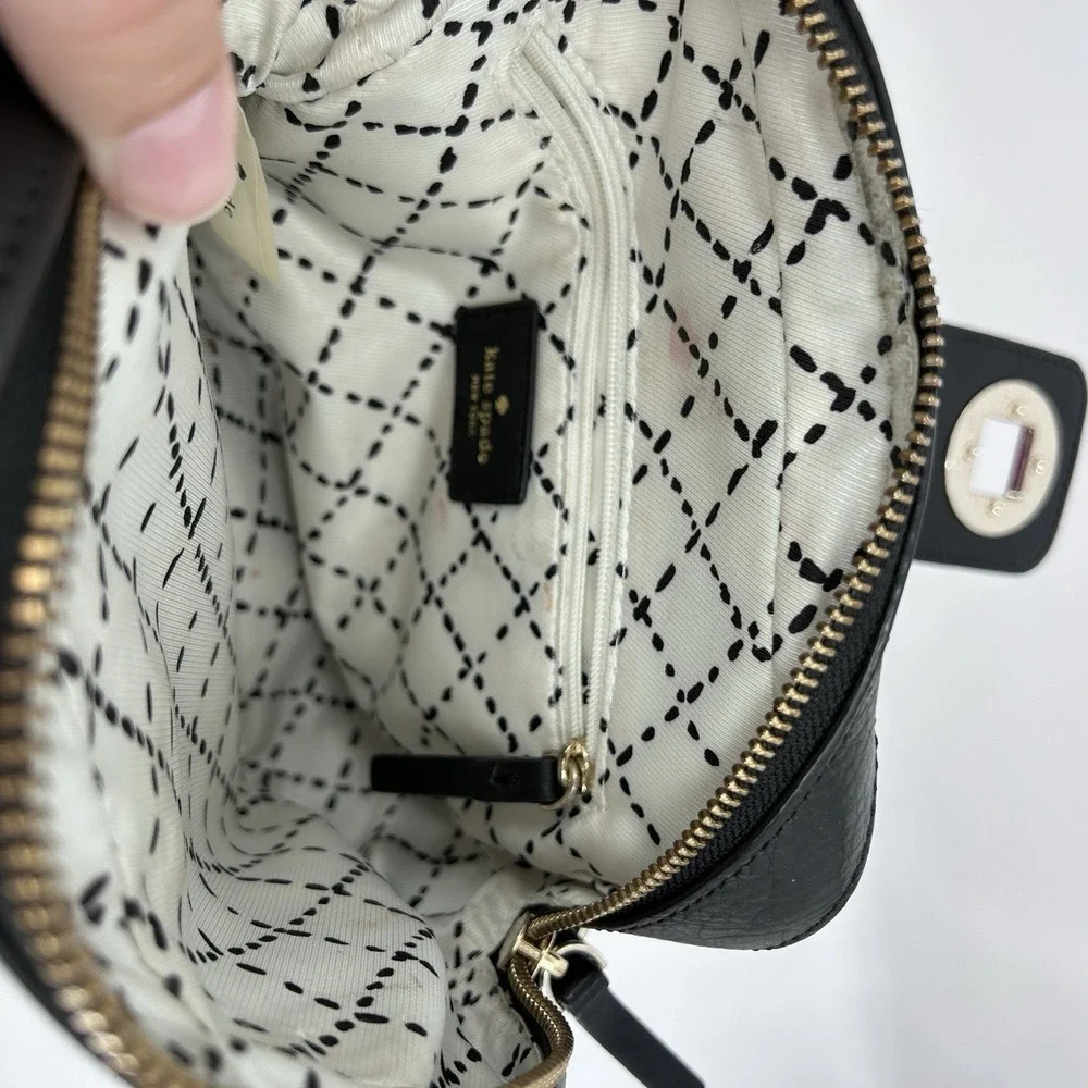 Kate Spade Chrystie Street‎ Isla Black Leather Turnlock Shoulder Handbag Purse
